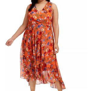 💖Calvin Klein Floral Chiffon Surplice Midi dress💖